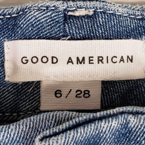 Good American Good Legs Crop Women's Size 6 Medium Wash Skinny Distressed New - Picture 6 of 14